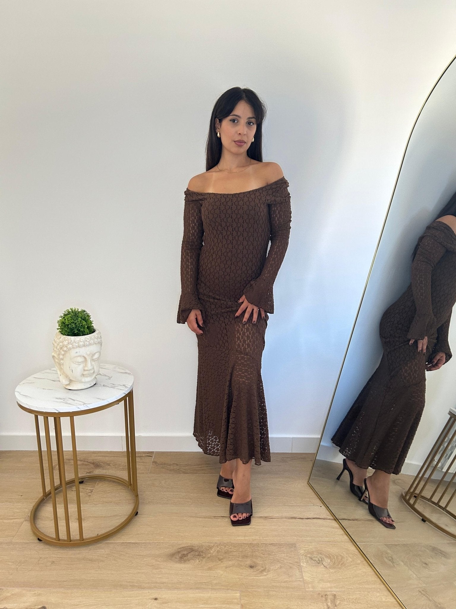 Abito traforato marrone - AriGlamour