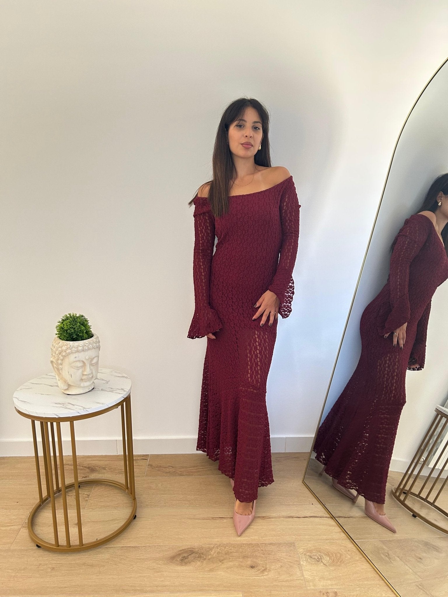Abito traforato vino - AriGlamour