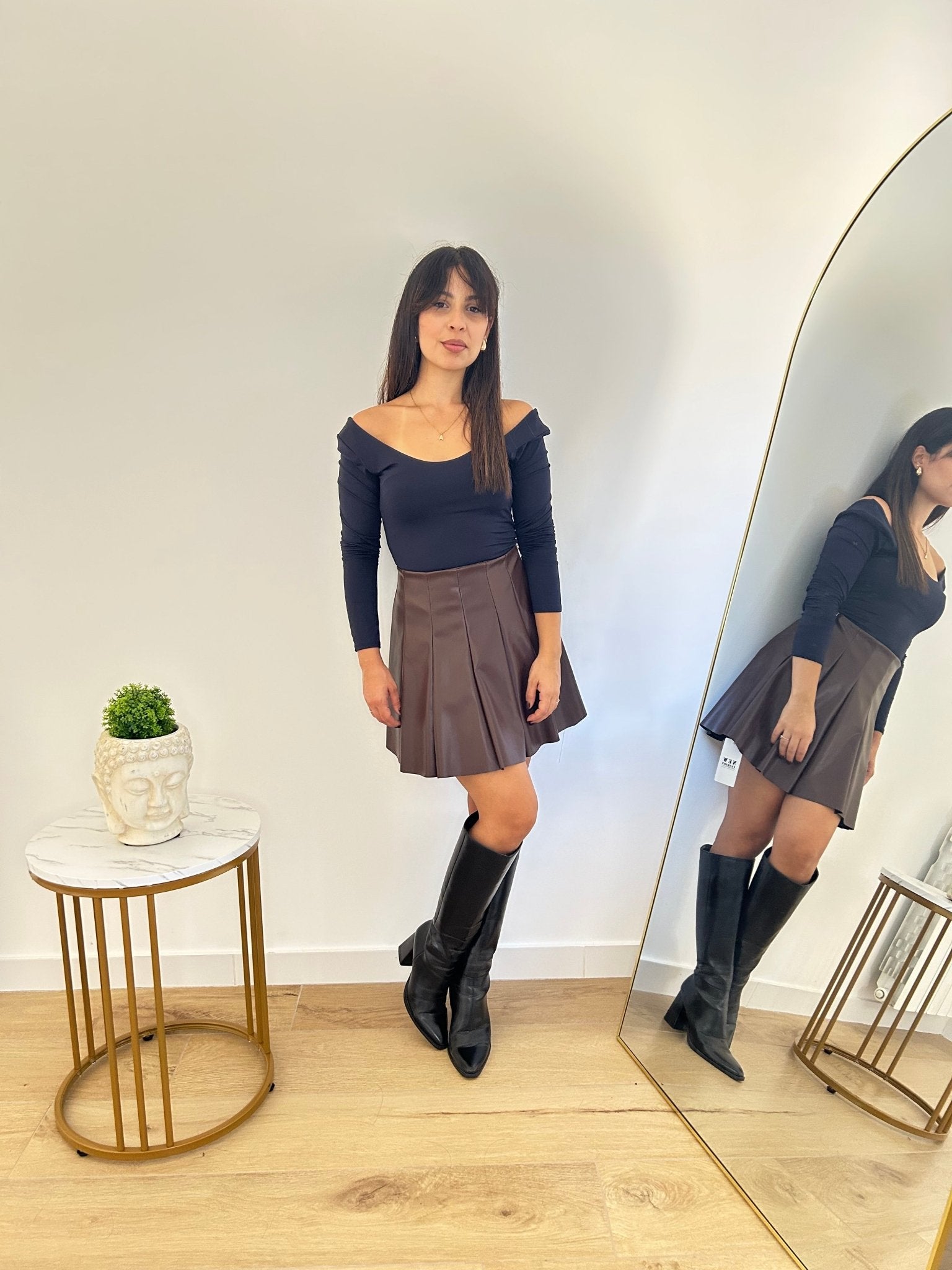 Gonna ecopelle marrone - AriGlamour