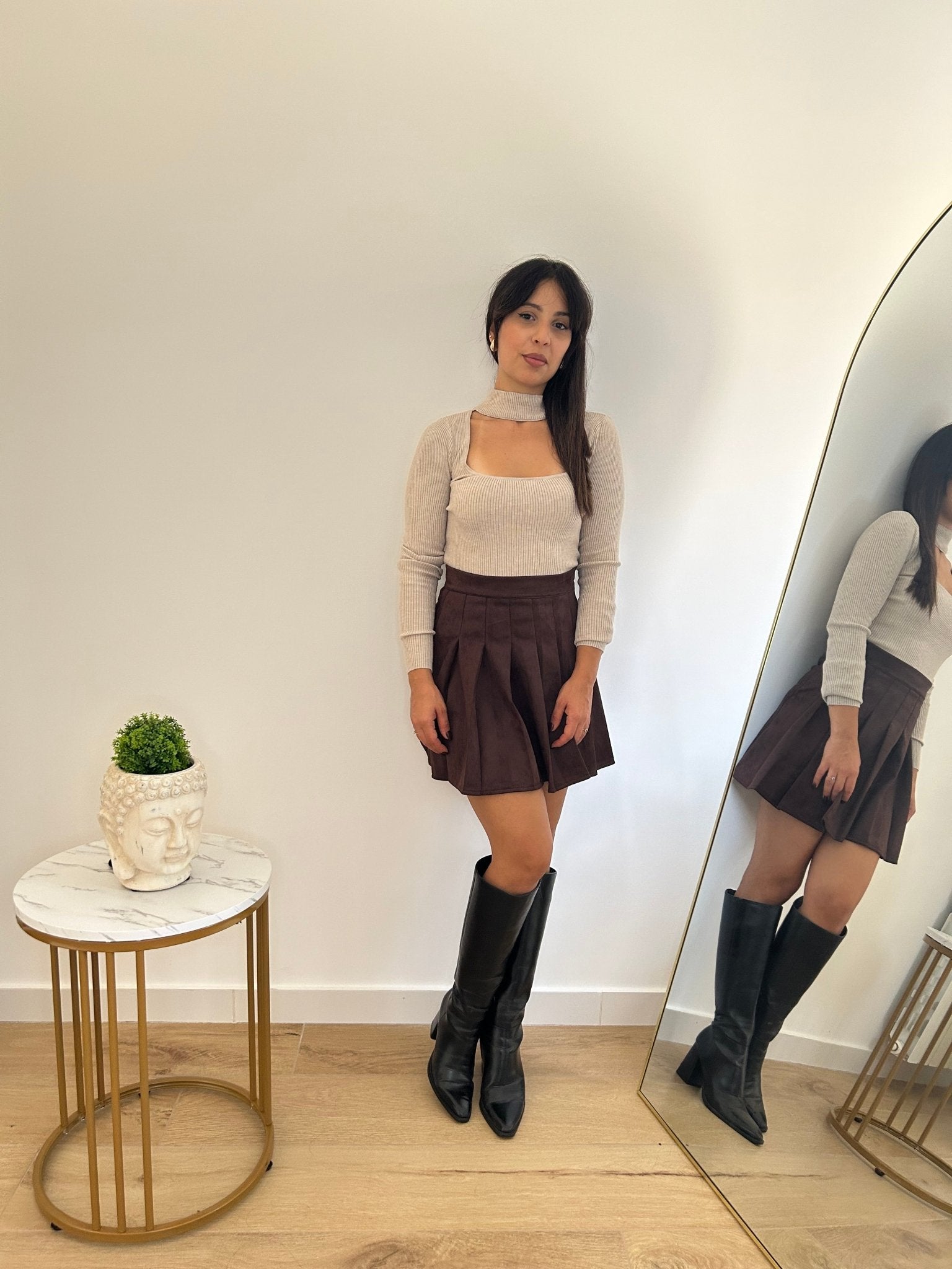 Gonna scamosciata marrone - AriGlamour