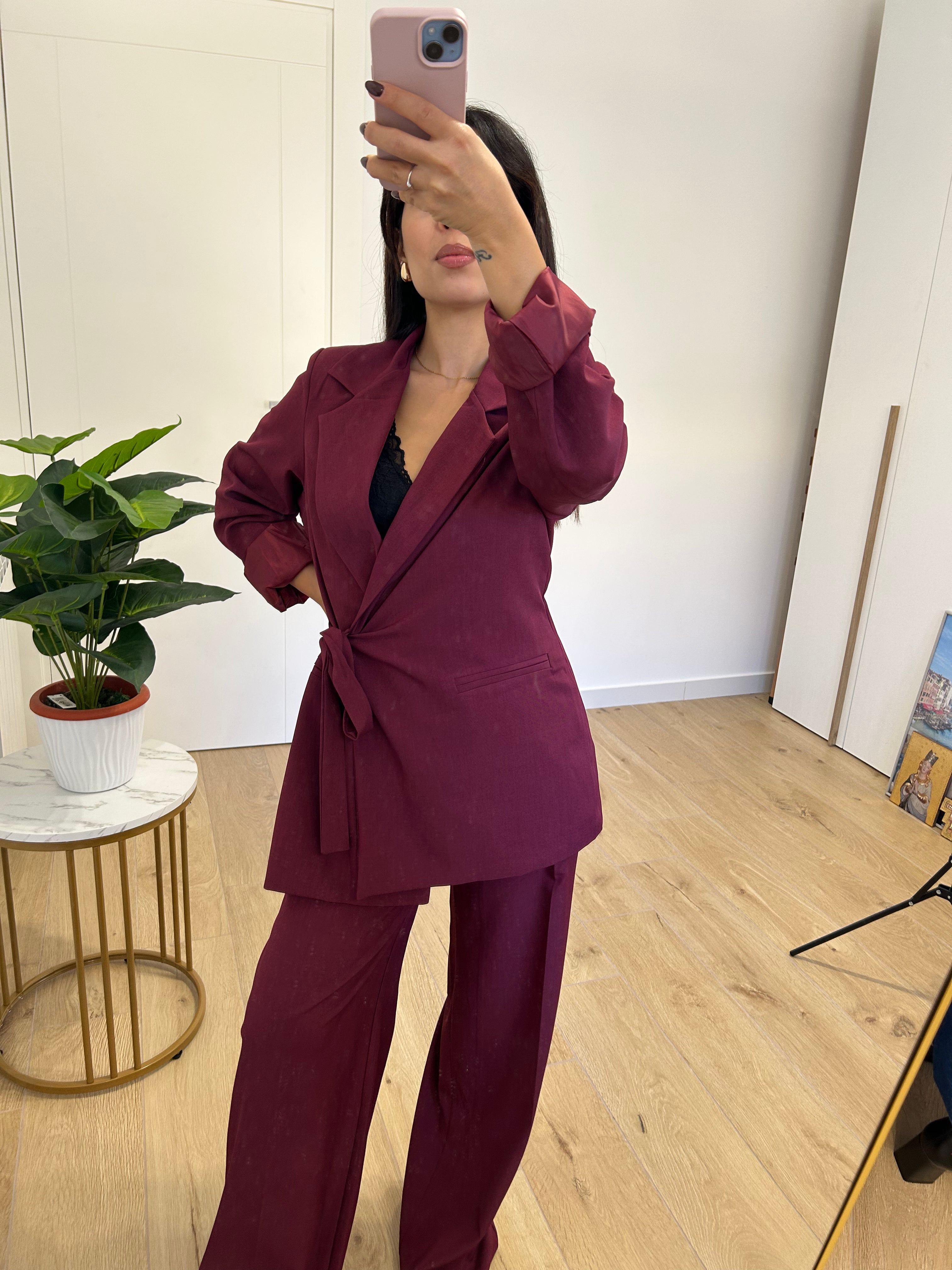 Coordinato bordeaux con laccio