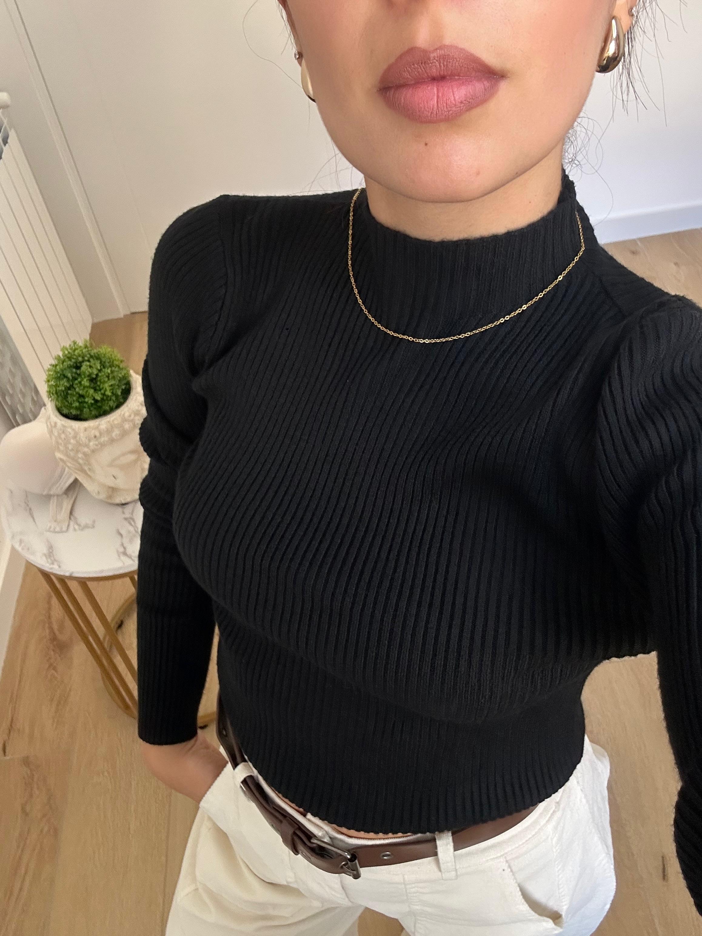 Maglia a mezzo collo nera