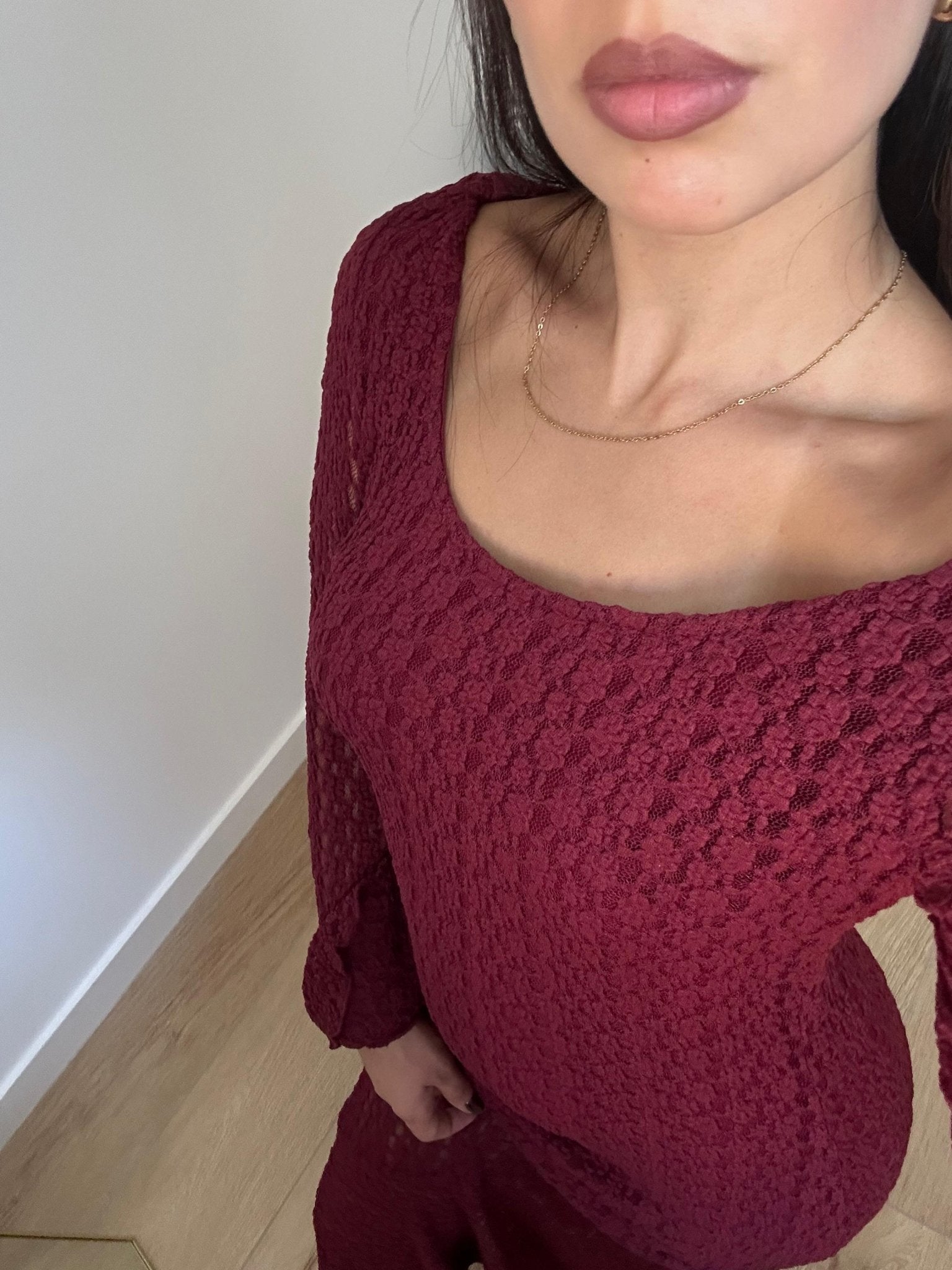 Abito traforato vino - AriGlamour