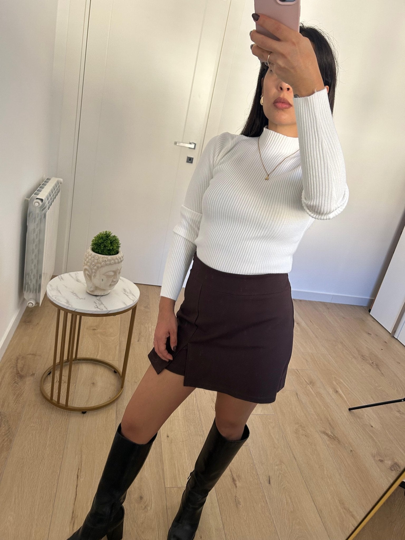 Maglia a mezzo collo bianca - AriGlamour